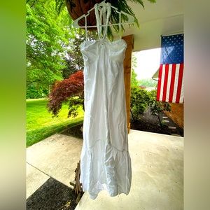 aerie braided halter long white dress